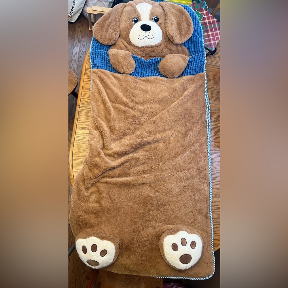 Adorable Brown Dog Plush Sleeping Bag
